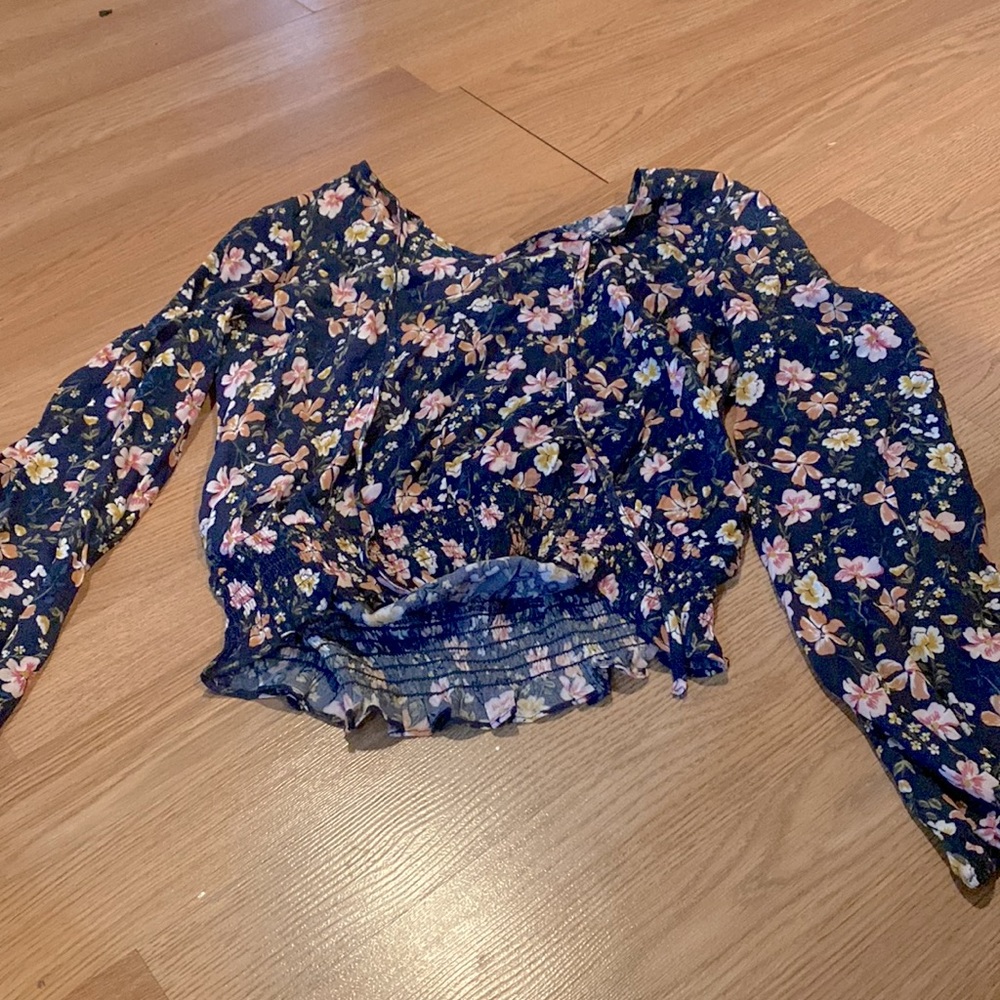 Navy blue flower long sleeve never worn